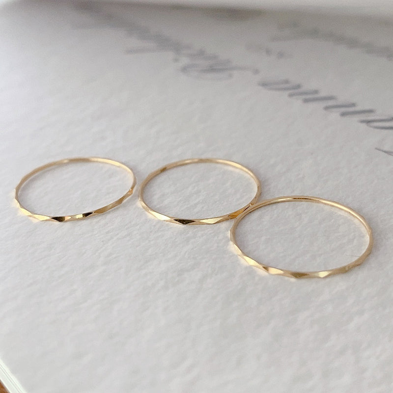 Aura Radiant: 14K Solid Gold Minimalist Stackable Ring
